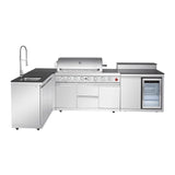 Outdoor Kitchen Island 95.8 Inch 6+1 Burner Propane Gas BBQ Grill 95500 BTU 304 Stainless Steel