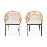 Outdoor Wicker Chair With Powder-Coated Iron Legs