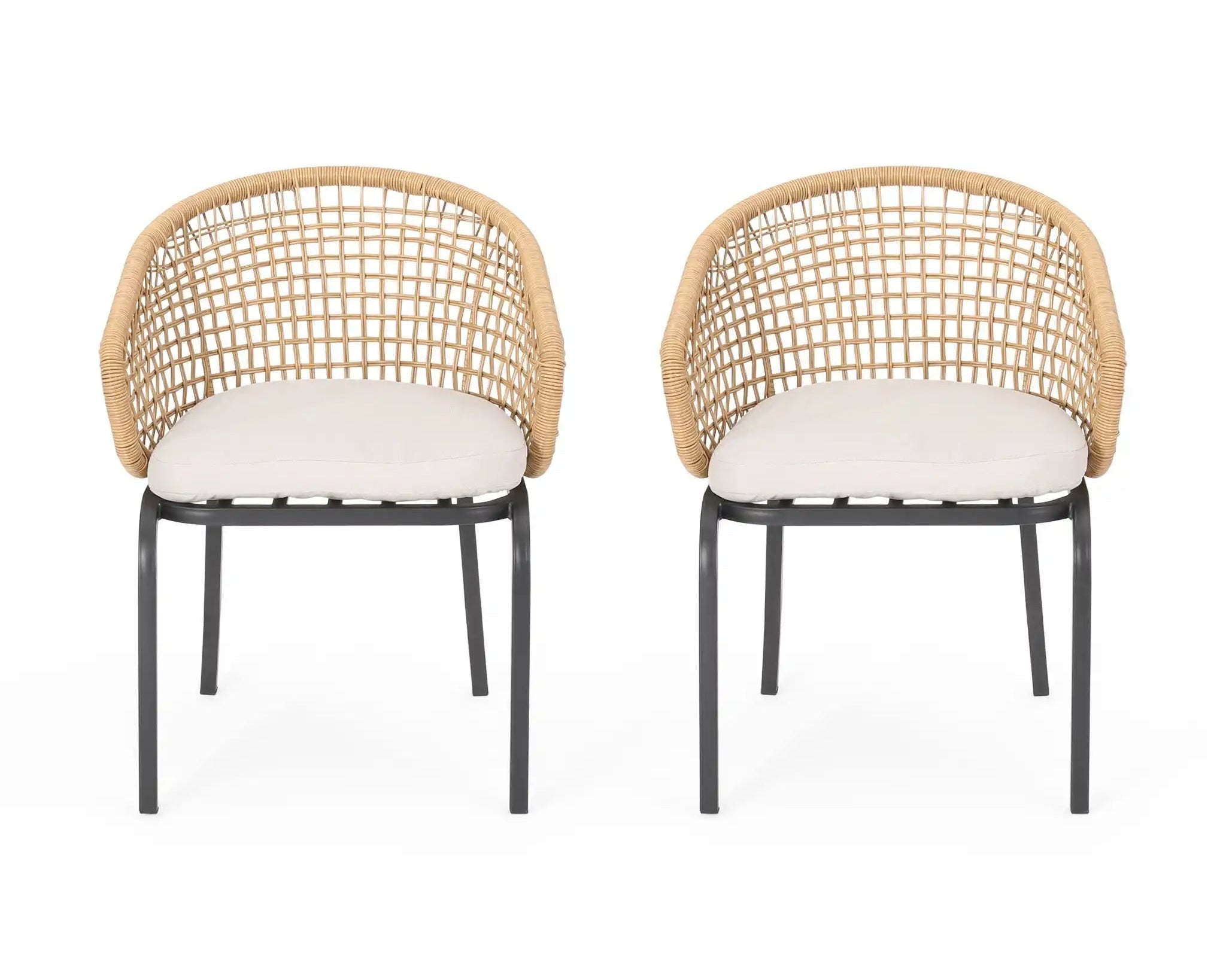Outdoor Wicker Chair With Powder-Coated Iron Legs