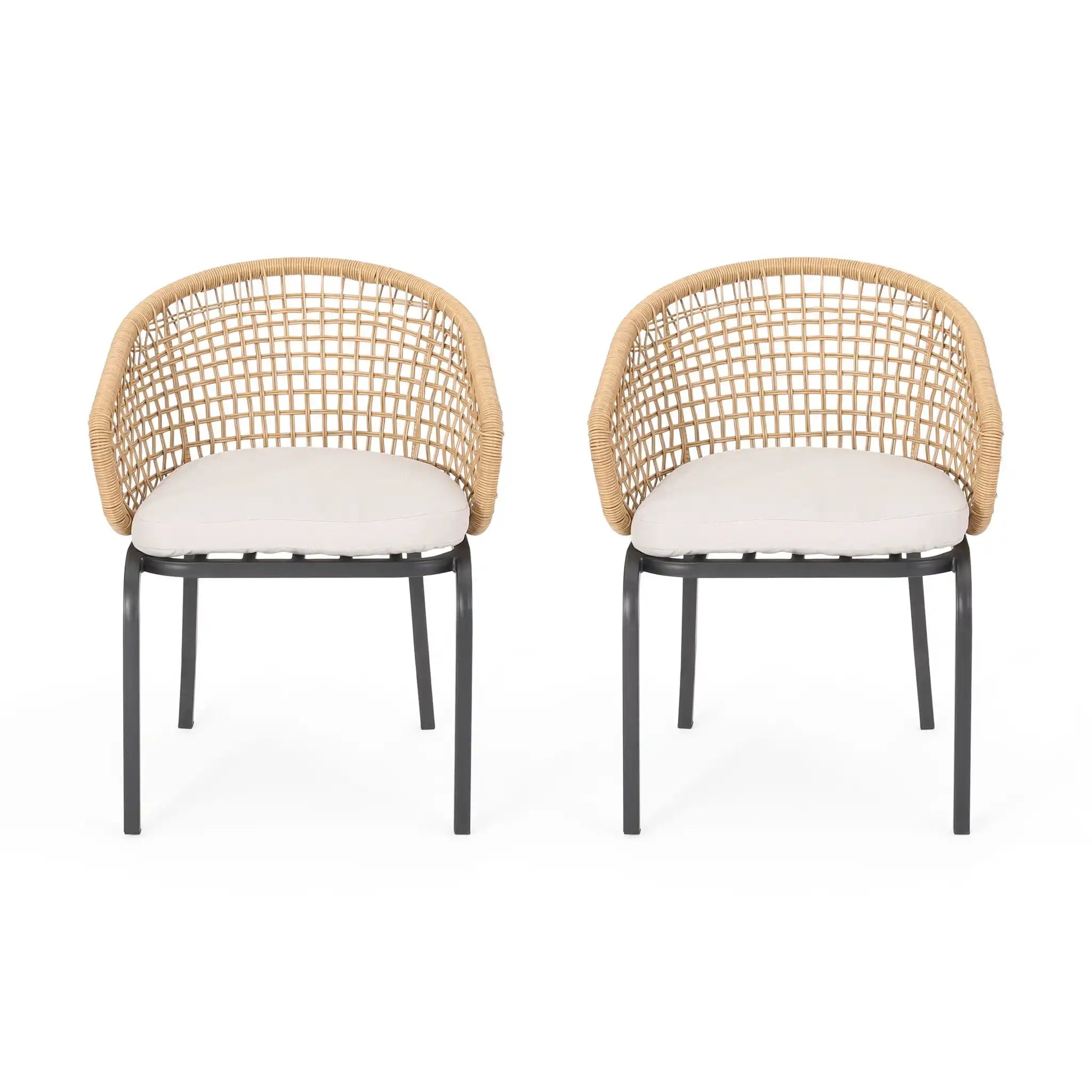 Outdoor Wicker Chair With Powder-Coated Iron Legs