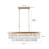 Rectangular Crystal Chandelier Adjustable Gold Iron Ceiling Light