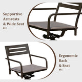 Set of 2 Powder-Coated Steel 360° Swivel Outdoor Dining Chairs with All-Weather Cushions