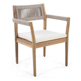Patio Set Outdoor Acacia Wood Furniture Sets - Braided Dining Chairs and Patio Dining Table