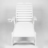 Lounge Chair Outdoor with Wood Texture, HDPE, Adjustable Backrest