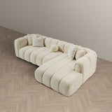 Beatrice - Modern Tufted Right Sectional Sofa - Ivory