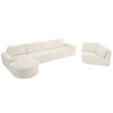 Modular Cloud Sectional Sofa Set, U-Shaped Upholstered Couch With Deep Seat