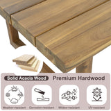Outdoor Acacia Wood 5-Seater Sectional Sofa Set with Water-Resistant Cushions
