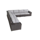 Rattan Sectional Sofa Set with Cushions - Gray, Dark Brown, or Beige