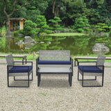 4 Piece Patio Furniture Set With Acacia Wood Table Top
