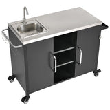 K&K 55.5" Outdoor Kitchen Island with Sink