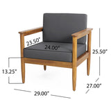 Outdoor Club Chair with Teak Acacia Wood Frame - Dark Gray