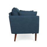 Luminate Upholstered Fabric Club Chair with Tapered Legs and 2 Accent Pillows, Navy Blue