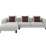 Mardi Tweed Sectional Sofa With 3 Pillows - Maroon / Beige