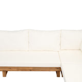 Outdoor 4pc Acacia Wood Sectional Patio Sofa Set
