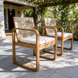 2-Piece Outdoor Dining Chairs Set: Acacia Wood with Rope Back