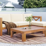 Topmax Outdoor Patio Wood 5-Piece Sectional Sofa Seating Group Set