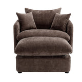 46.1" W Upholstered Oversized Swivel Accent Chair with Ottoman