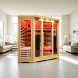 Blisspod I Vienna RED I All-In-One - Full Spectrum + Red Light Therapy I Indoor Corner Premium Sauna I 4-5 Person