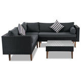 4-Pieces Outdoor Wicker Sofa Set with Colorful Pillows