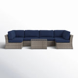 Wicker Sectional Sofa with Cushions and Table - Gray