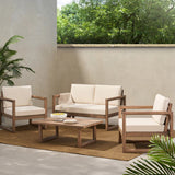 4-Pieces Acacia Wood Patio Furniture Set
