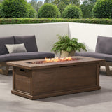 Transitional Rectangular Outdoor Propane Fire Pit With 50,000 BTU
