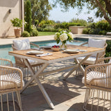 Teak Wood Top Outdoor Table with Steel Frame