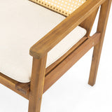 Preston Outdoor Dining Chair With Cushion Set of 2 - Teak / Beige