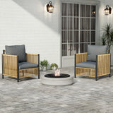 Patio 6-Piece Brown PE Wicker Sofa Set with Grey Cushions