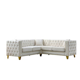 L-Shaped Corner Sofa, 5 Seater Sectional With Tufted Design