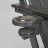 HDPE Folding Adirondack Chair with Dual Cup Holder - Gray