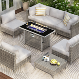 K&K Patio 8-Piece Patio Furniture Set with 43" Fire Pit Table