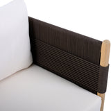 Outdoor Acacia Wood Club Chair with Diamond Rope Weave & Cushions, Light Teak