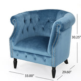 Celestialis Upholstered Club Chair with Tub Design and Rolled Recessed Armrests