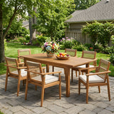 7 Pieces Acacia Wood Outdoor Dining Set with Cushions