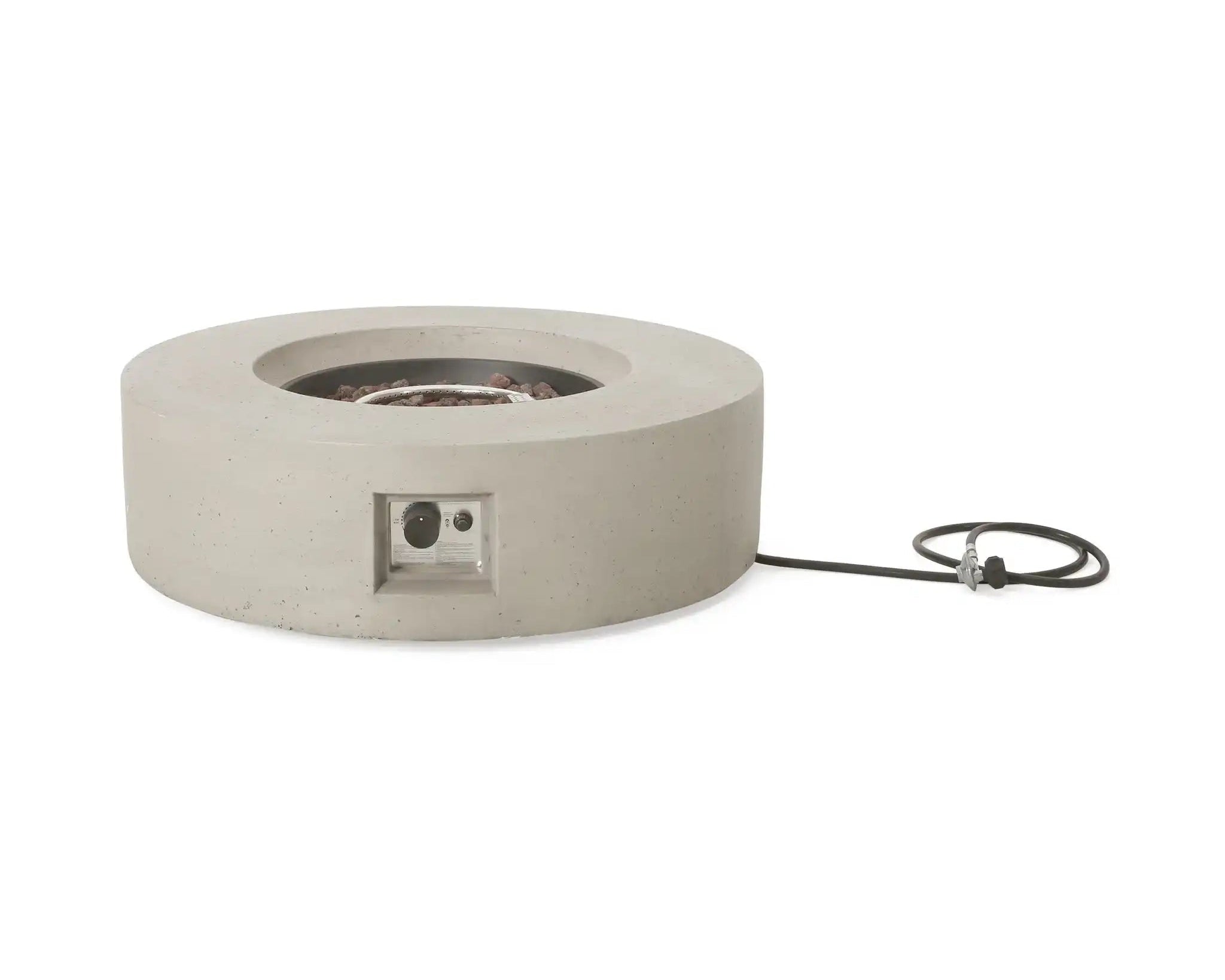 Modern Lightweight Concrete Outdoor Circular Fire Pit 50,000 BTU
