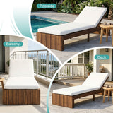 Adjustable Outdoor Chaise Lounge Patio Recliner With Removable Cushion