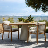 Outdoor Dining Chairs Set for 2, Acacia Wood Frame with Teak Finish