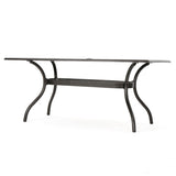 Celestine Outdoor Cast Aluminum Dining Table with Floral Lattice Design and Umbrella Holder