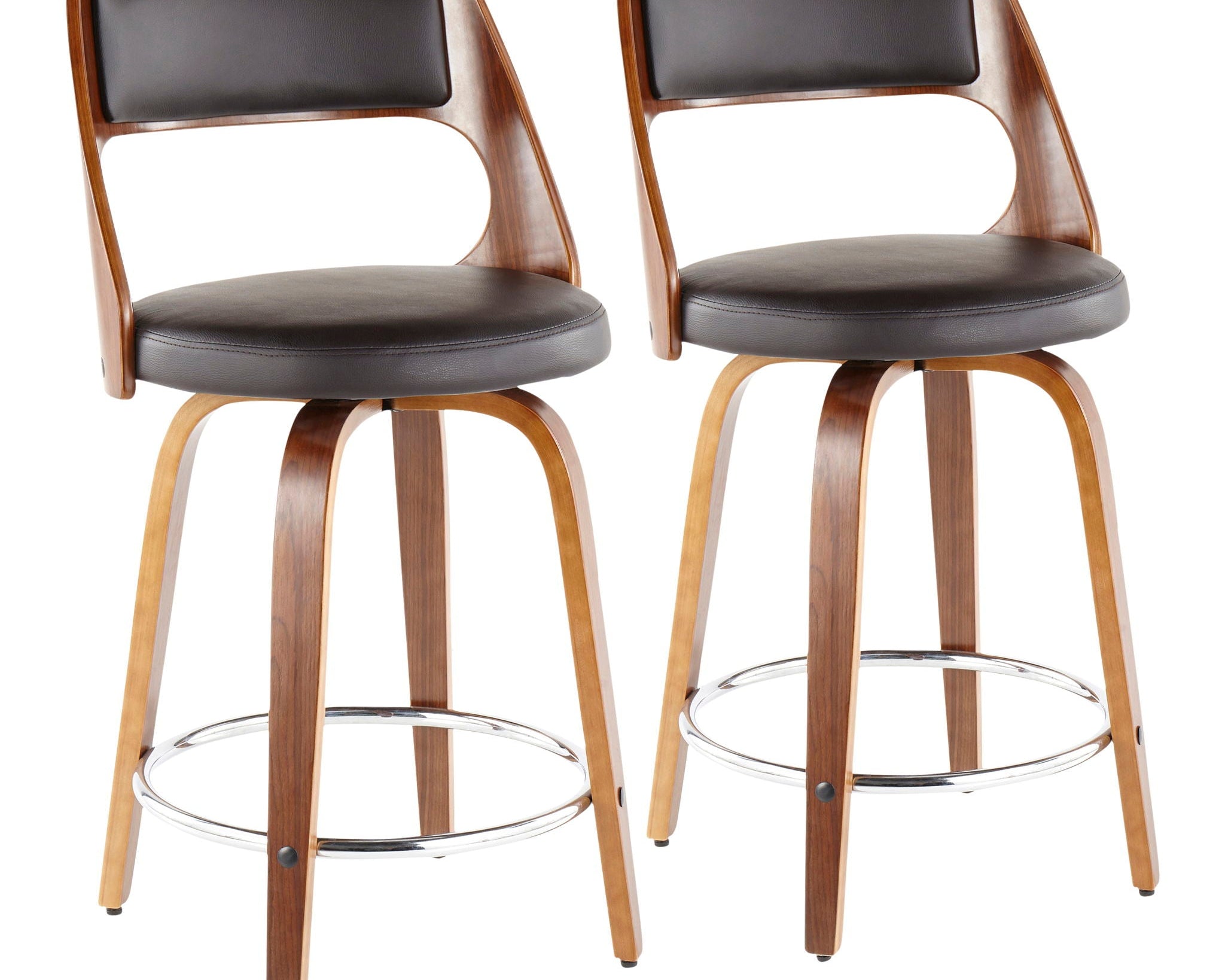 Cecina - Mid-Century Modern Fixed Height Counter Stool With Swivel And Round Footrest (Set of 2)
