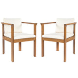 Outdoor Dining Chair Set of 2 with Curved Acacia Wood Arms