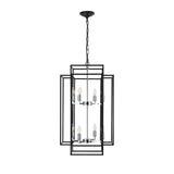 18' Modern 8-Light Black & Chrome Geometric Pendant Chandelier