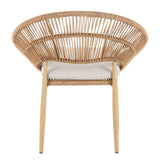 Cyril Outdoor Wicker Papasan Style Dining Chair with Teak Finished Legs - Set of 2