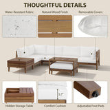 TOPMAX 8-Piece Acacia Wood Outdoor Patio Sofa Set
