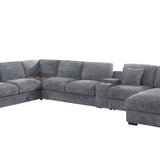 Celine - Fabric Corner Sectional Sofa With Right-Facing Chaise, Cupholders, And Charging Ports