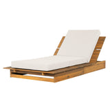 Acacia Wood Chaise Lounge with 4" Thick 3-Fold