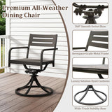 Set of 2 Powder-Coated Steel 360° Swivel Outdoor Dining Chairs with All-Weather Cushions