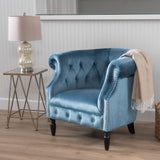 Celestialis Upholstered Club Chair with Tub Design and Rolled Recessed Armrests