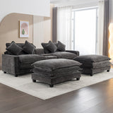 Modern Sectional Sofa With Removable Ottomans, USB Ports