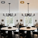 8-Light Farmhouse Chandelier, Black Metal